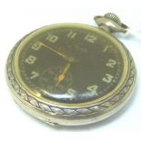 Military issue Elgin crown wind open face pocket watch crows foot and A96984 to back case,