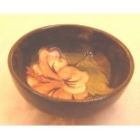 Moorcroft small Coral Hibiscus footed bowl