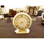 White onyx Art Deco mechanical mantle clock