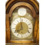 Grandmother clock with brass face silvered chapter ring with Westminster chimes CONDITION