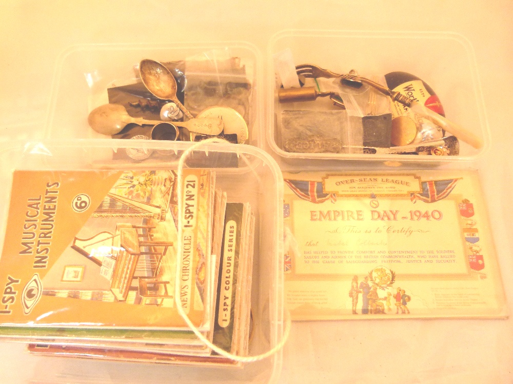 Three tubs of collectables
