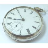 Hallmarked London silver pocket watch, open face and top wind.