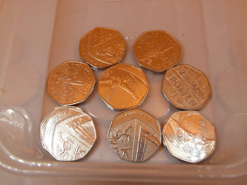 Ten mixed fifty pence pieces