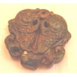 Hand carved jade green fish toggle,