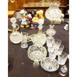 Large collection of mixed crystal including table lamp,