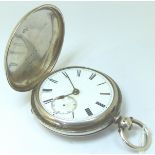 Hallmarked silver full hunter key wind pocket watch with fusee movement, A/F,