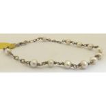 Sterling silver and genuine pearl bracelet