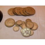 Six George VI half crowns and further coinage, all pre 1947,