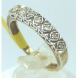 9ct gold diamond half eternity ring,