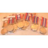 Eight WWII war medals with ribbons and two Defence medals