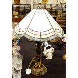 Large bronzed based Tiffany style table lamp