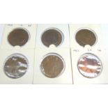 Six pennies including Queen Elizabeth 1953,