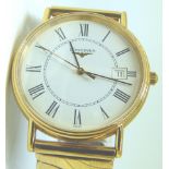 Gents Longines gold plated wristwatch on stretch gold plated bracelet CONDITION REPORT: