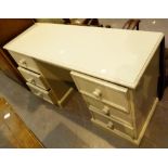 Painted pine twin pedestal dressing table,