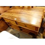 Small low hardwood sideboard with two drawers,