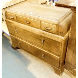 Oak chest of three short over two long drawers