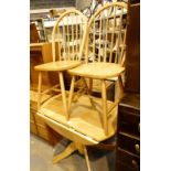 Pine drop leaf table with two matching chairs