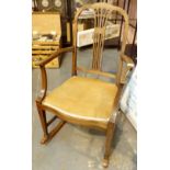 Inlaid Edwardian upholstered rocking chair