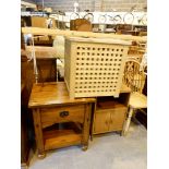 Mixed furniture including pine laundry box, table,