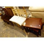 Hardwood nest of three tables,