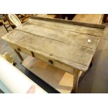 Victorian plank top table with drawers