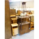 Collection of furniture including drop leaf table, bedside cabinet,