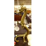 Large cast bronze standing dragon, H: 70