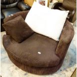 Brown corduroy circular cuddle chair, D: