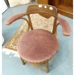 Low bentwood dusky pink upholstered armc