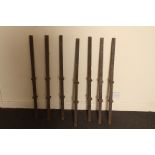 7 Victorian simple cast iron spindles H: 89 cm
