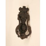 Victorian cast iron door knocker with crown and flower detail 18 x 8 cm