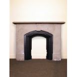 Simple stone fireplace surround with shelf and keystone H: 112 W: 155 cm