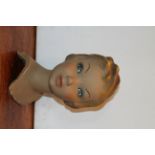 Mid Century Italian plaster millinery head of a young girl blonde hair