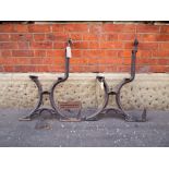 Pair of Gothic cast iron bench ends H: 80 W: 54 cm