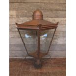 A Victorian copper lantern light with glass panes,
