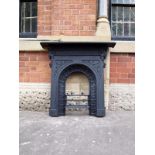 Victorian cast iron combination fireplace with floral arched inner and frieze H: 102 W: 105 cm