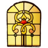 Arched shape glass panel with yellow,