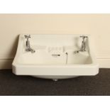 Art Deco style porcelain 'Twyfords' wash basin with chrome taps and plug H: 32 W: 56 cm