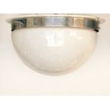 Mid Century opaline dome ceiling mounted light with chrome gallery plate H: 25 cm