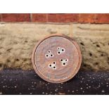 Coal hole cover with manufacturers details