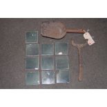 Ten glazed ceramic green square tiles 7.5 x 7.