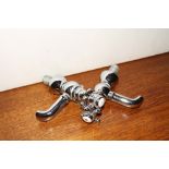 Victorian style chrome bath taps with ceramic indicies