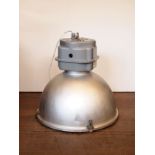 Industrial brushed aluminium pendant light with lens,