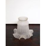 Victorian frosted glass shade with ribbon rim and embossed petal detail H: 11 cm