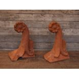 Victorian terracotta roof finials with floral tips H : 54,
