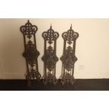 3 Victorian decorative cast balusters with central floral design H: 91 W: 16 cm