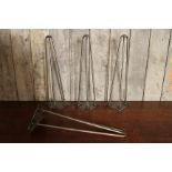 Four contemporary steel hair pin table legs (4 items)