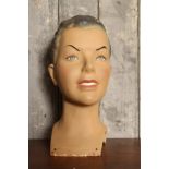 1950's Italian plaster millinery head of a young male, dark hair,