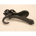 Victorian cast iron knocker with decorative back plate and knocker depicting a leather whip 28 x 7