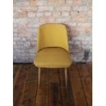 A set of 4 Mid Century yellow upholstered cocktail chair coming with tapered beech legs H : 77 cm W